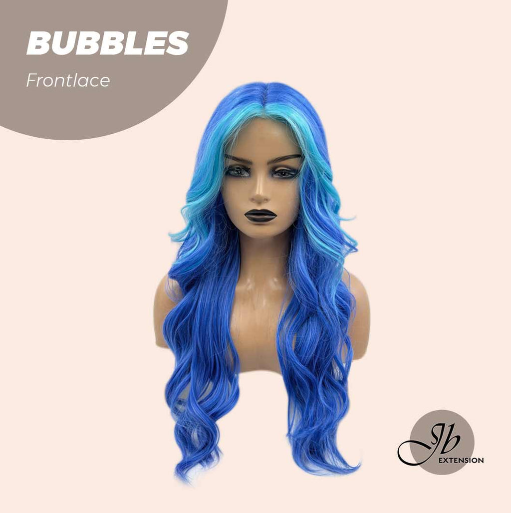 JBEXTENSION 24 Inches Mix Blue Body Wave Pre-Cut Frontlace Glueless Wig BUBBLES