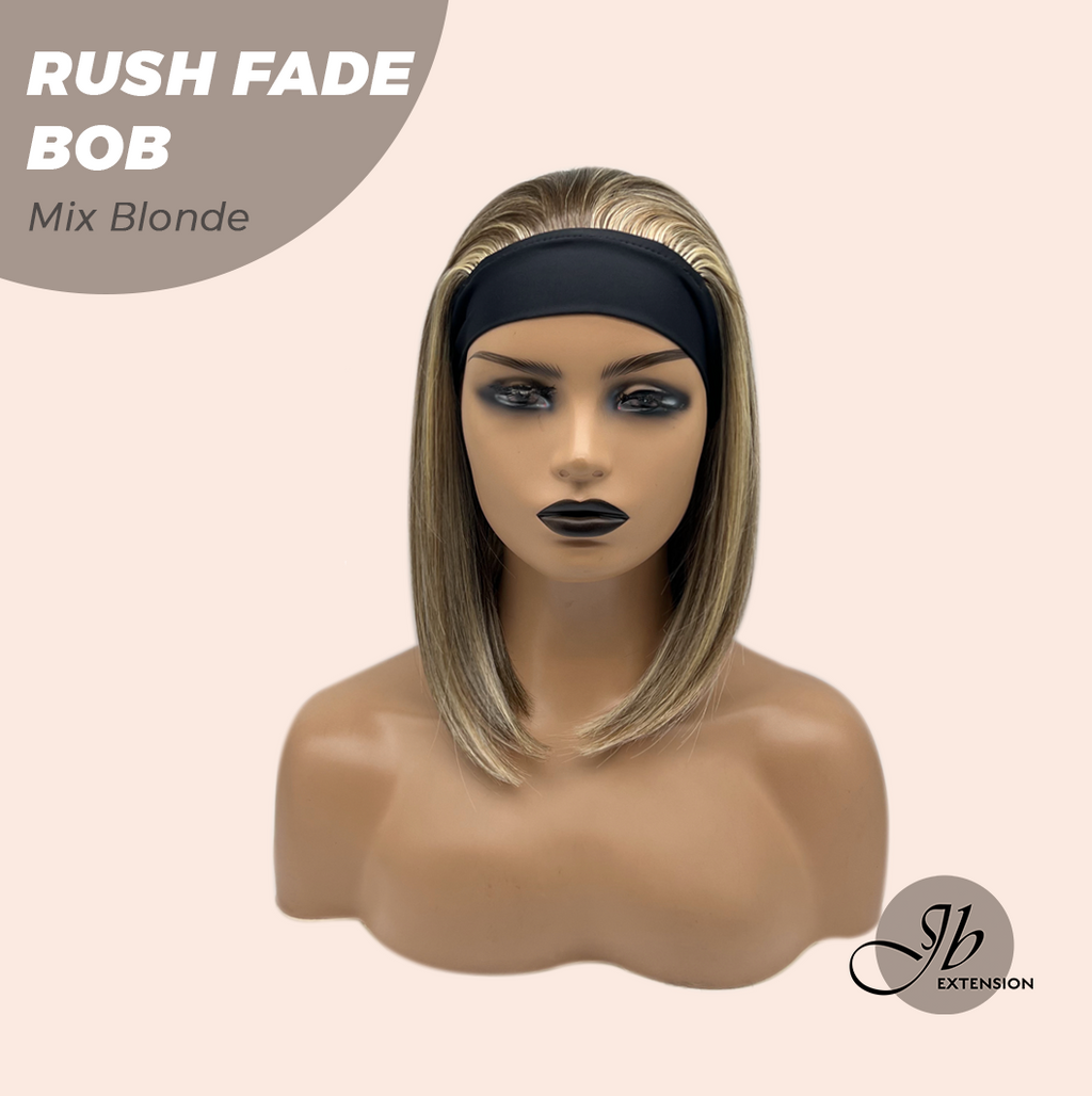 JBEXTENSION 12 Inches Short Hair Mix Blonde Headband Wig RUSH FADE BOB - MIX BLONDE