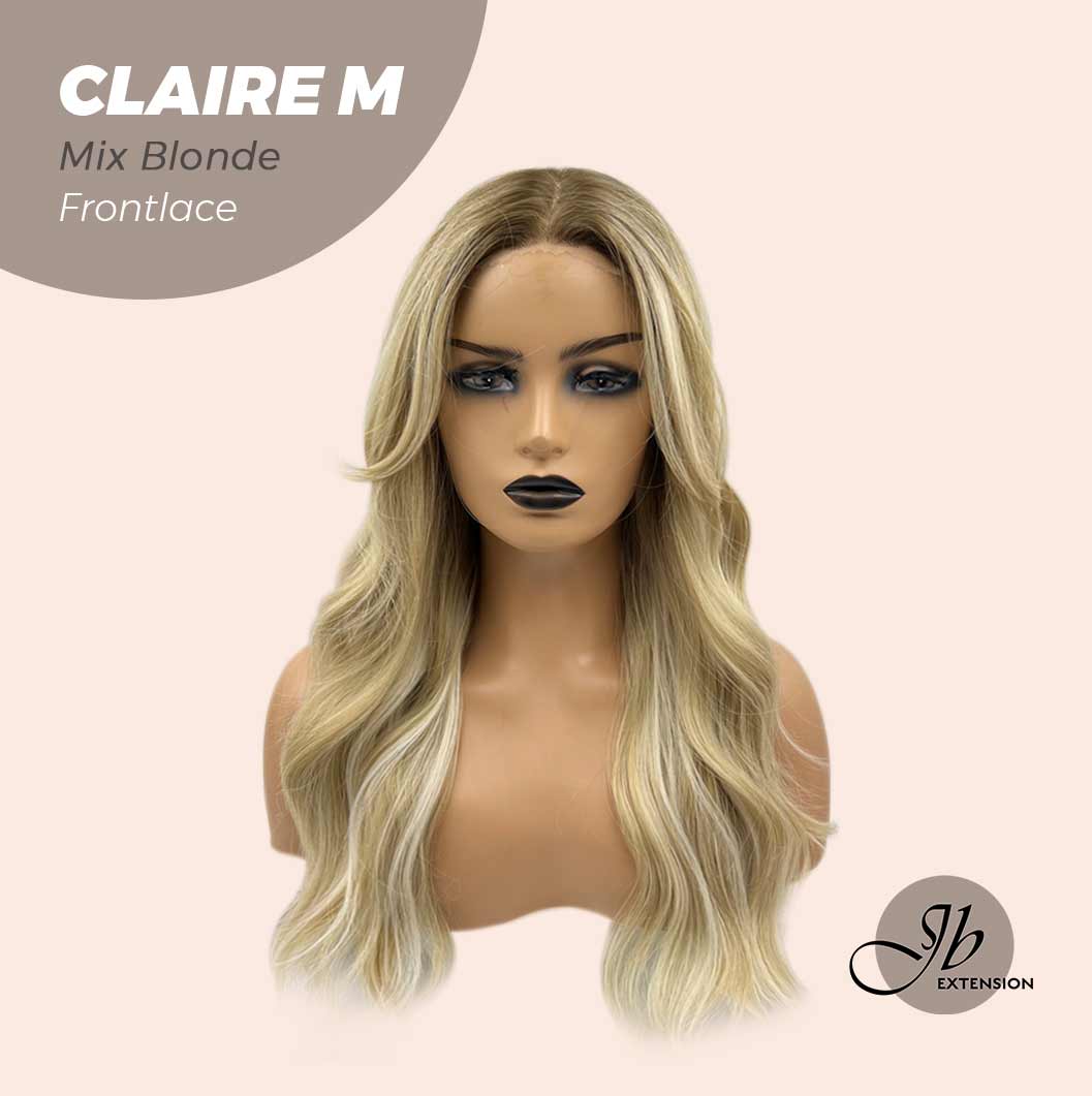 JBEXTENSION 22 Inches Body Wave Mix Blonde Pre-Cut Frontlace Glueless Wig CLAIRE M BLONDE