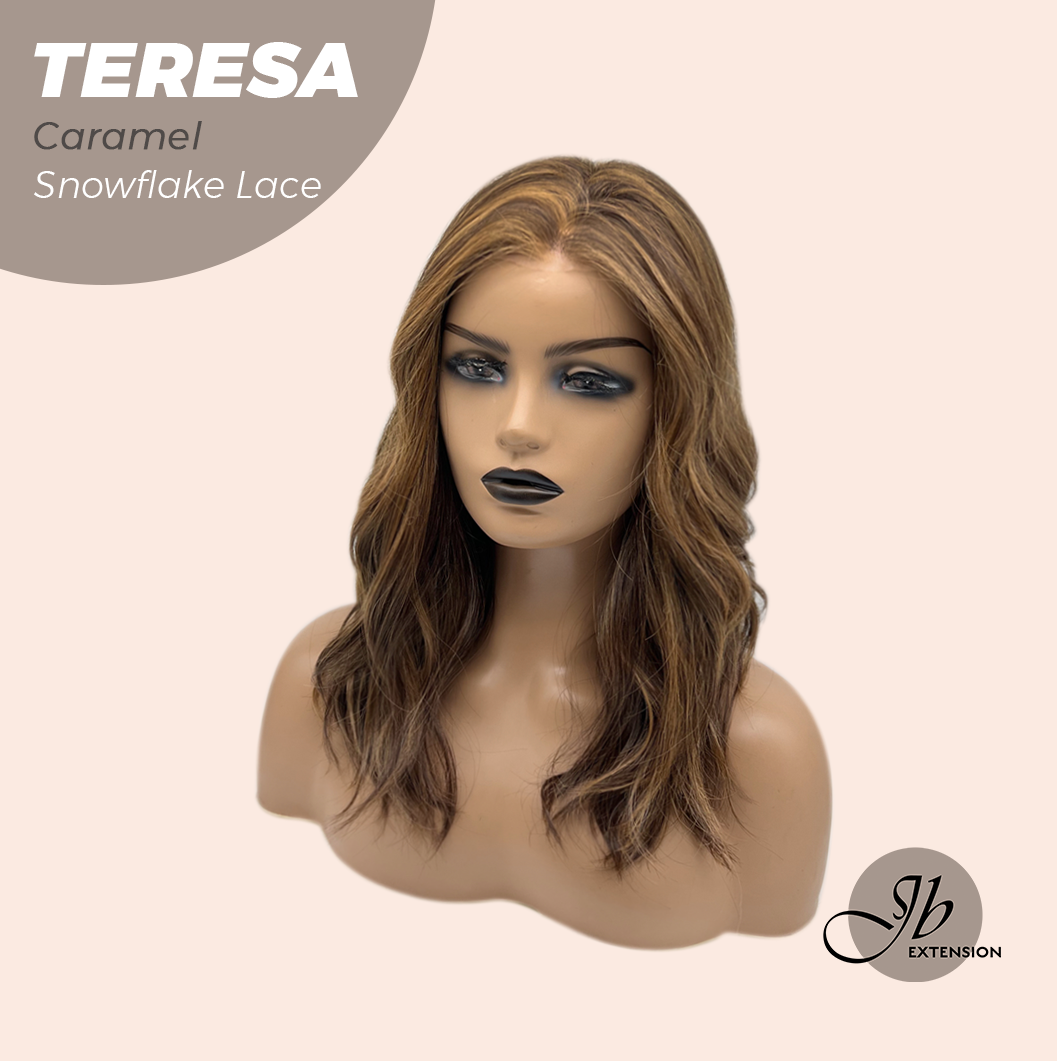JBEXTENSION 18 Inches Caramel Pre-Cut Snowflake Lace Frontlace Glueless Wig TERESA CARAMEL【PERMATEASE】【BENDY EAR TABS】- M/L