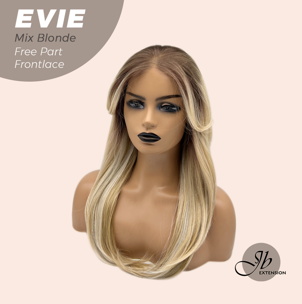 JBEXTENSION 22 Inches Mix Blonde Pre-Cut Free Part Frontlace Glueless Wig EVIE MIX BLONDE