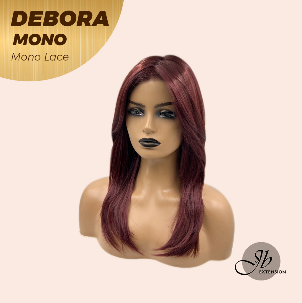 [PRE-ORDER] HOT OF SEASON - DEBORA MONO Monofilament Handmade Wig 6X5 Full Monofilament Hand Tied Top Wig 20 Inches Dark Red Mono Lace Wig With Anti-slip Silicone Strips Glueless Wig DEBORA MONO【BENDY EAR TABS】