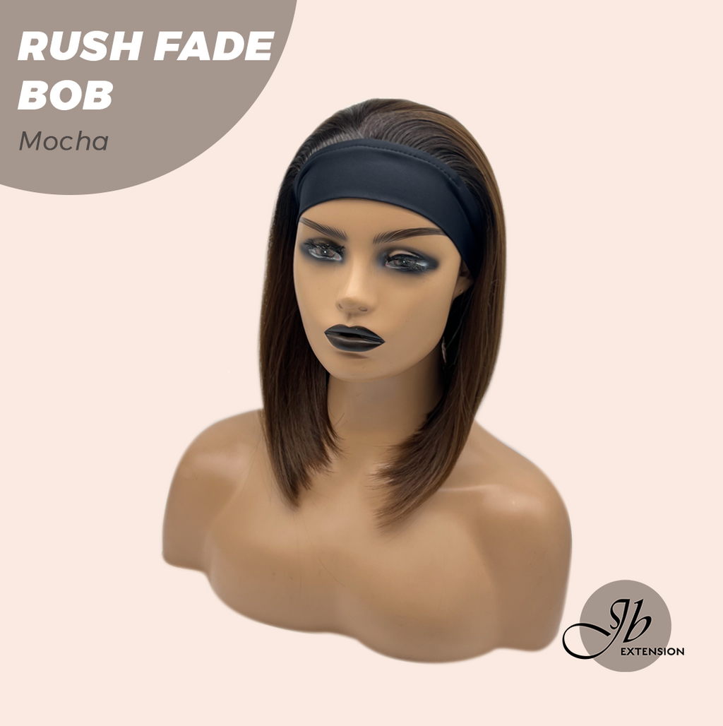JBEXTENSION 12 Inches Short Hair Mocha Headband Wig RUSH FADE BOB - MOCHA