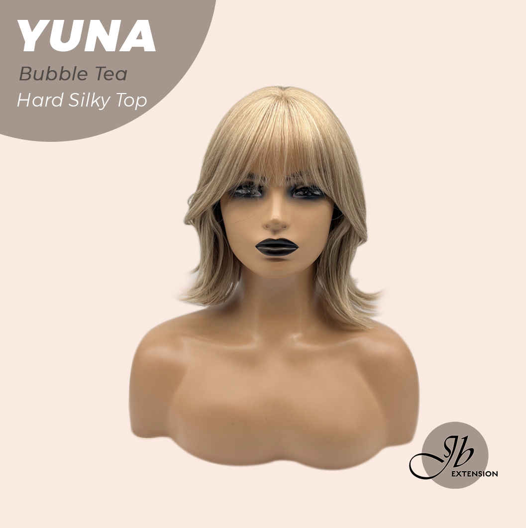 JBEXTENSION 12 Inches Scalpiana Bubble Tea 3.5X4 Hard Silky Top Natural Scalp Effect Women Wig With Bangs YUNA BUBBLE TEA
