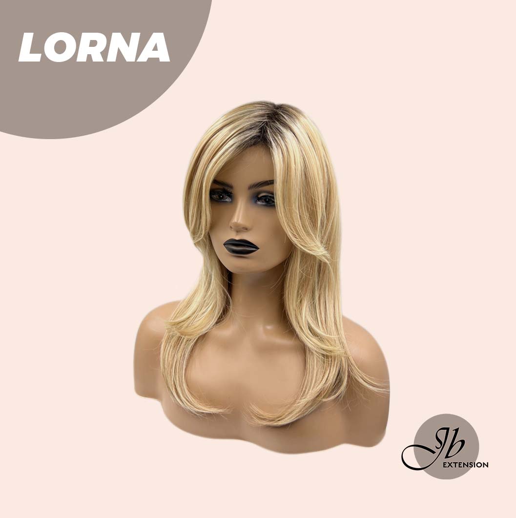 JBEXTENSION 18 Inches Blonde Curly Women Fashion Full Machine Wig With Bangs LORNA【PLUS PERMATEASE】【BENDY EAR TABS】