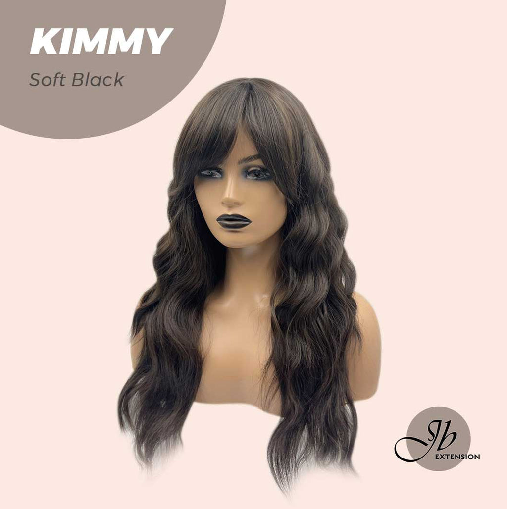 JBEXTENSION 24 Inches Soft Black Body Wave With Bangs Wig KIMMY SOFT BLACK