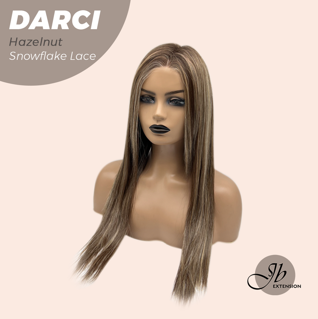 [PRE-ORDER] JBEXTENSION 25 Inches Hazelnut Blonde Highlight Pre-Cut Snowflake Lace Frontlace Glueless Wig DARCI HAZELNUT【PERMATEASE】【BENDY EAR TABS】
