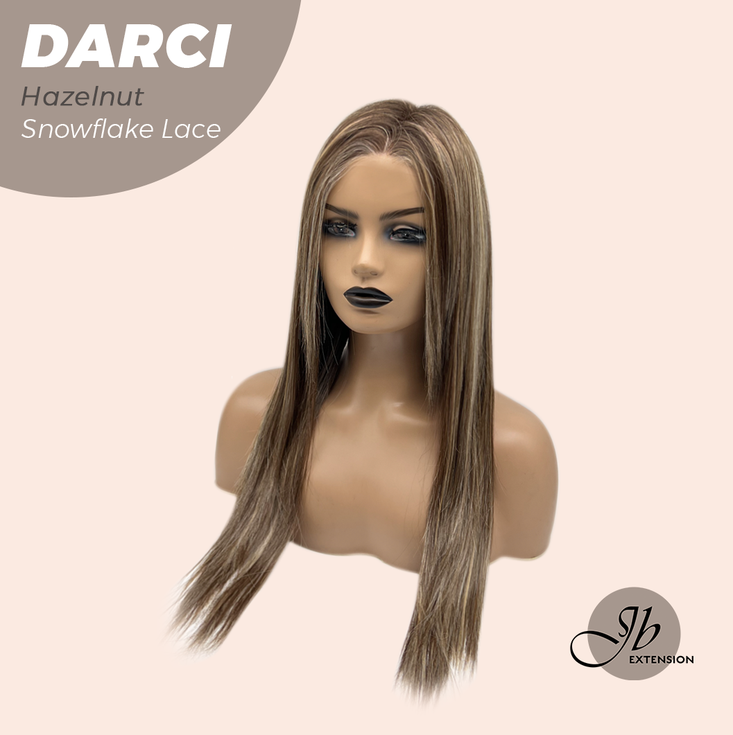 [PRE-ORDER] JBEXTENSION 25 Inches Hazelnut Blonde Highlight Pre-Cut Snowflake Lace Frontlace Glueless Wig DARCI HAZELNUT【PERMATEASE】【BENDY EAR TABS】