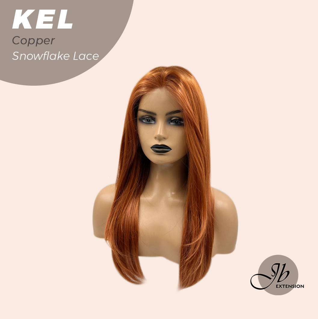 JBEXTENSION 22 Inches Copper Pre-Cut Snowflake Lace Frontlace Glueless Wig KEL COPPER【PERMATEASE】【BENDY EAR TABS】- S/M