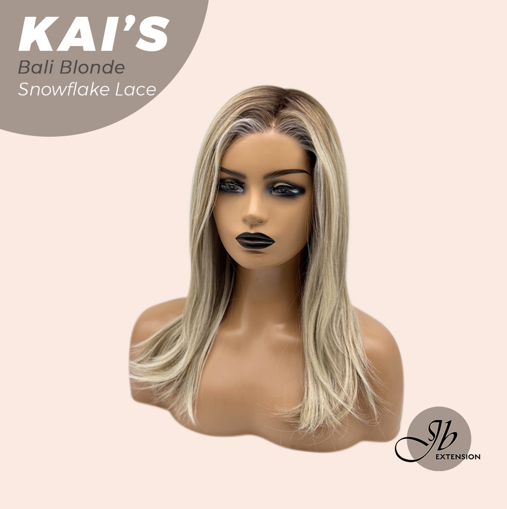 JBEXTENSION 18 Inches Bali Blonde Pre-Cut Snowflake Lace Frontlace Glueless Wig KAI'S BALI BLONDE【PERMATEASE】【BENDY EAR TABS】- S/M