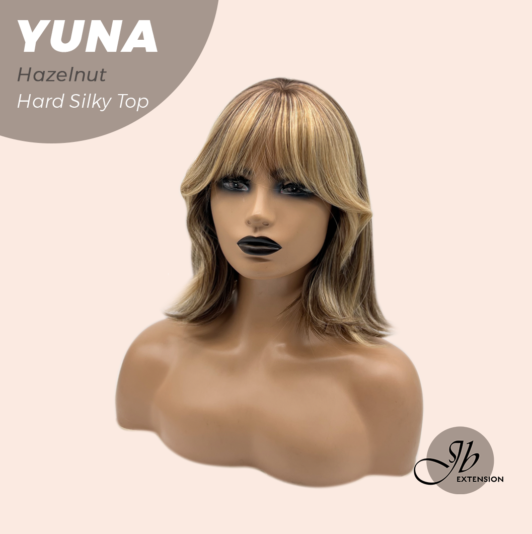 JBEXTENSION 12 Inches Scalpiana Hazelnut 3.5X4 Hard Silky Top Natural Scalp Effect Women Wig With Bangs YUNA HAZELNUT