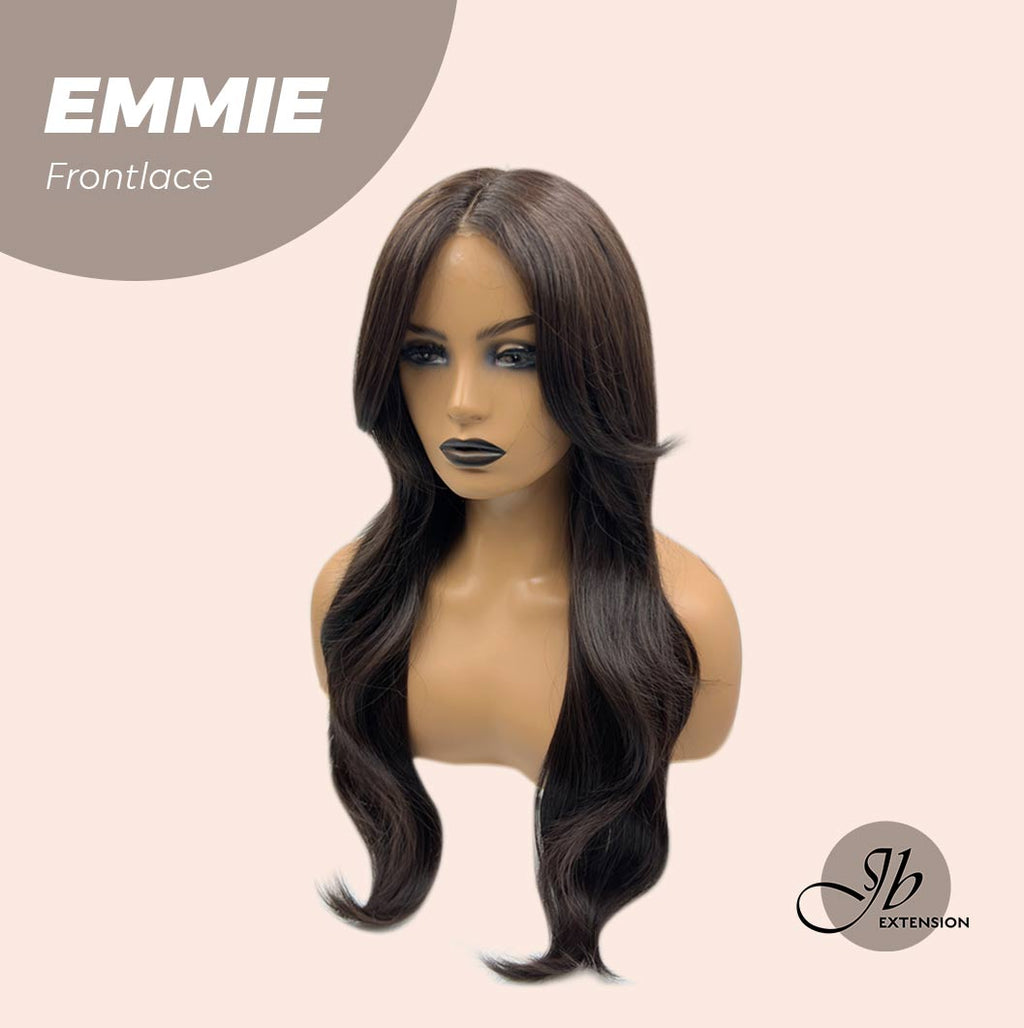 Get the Influencer Look with 26 Inches Curly Women Tea Black Darkest Brown Wig Pre-Cut Frontlace Glueless Wig EMMIE