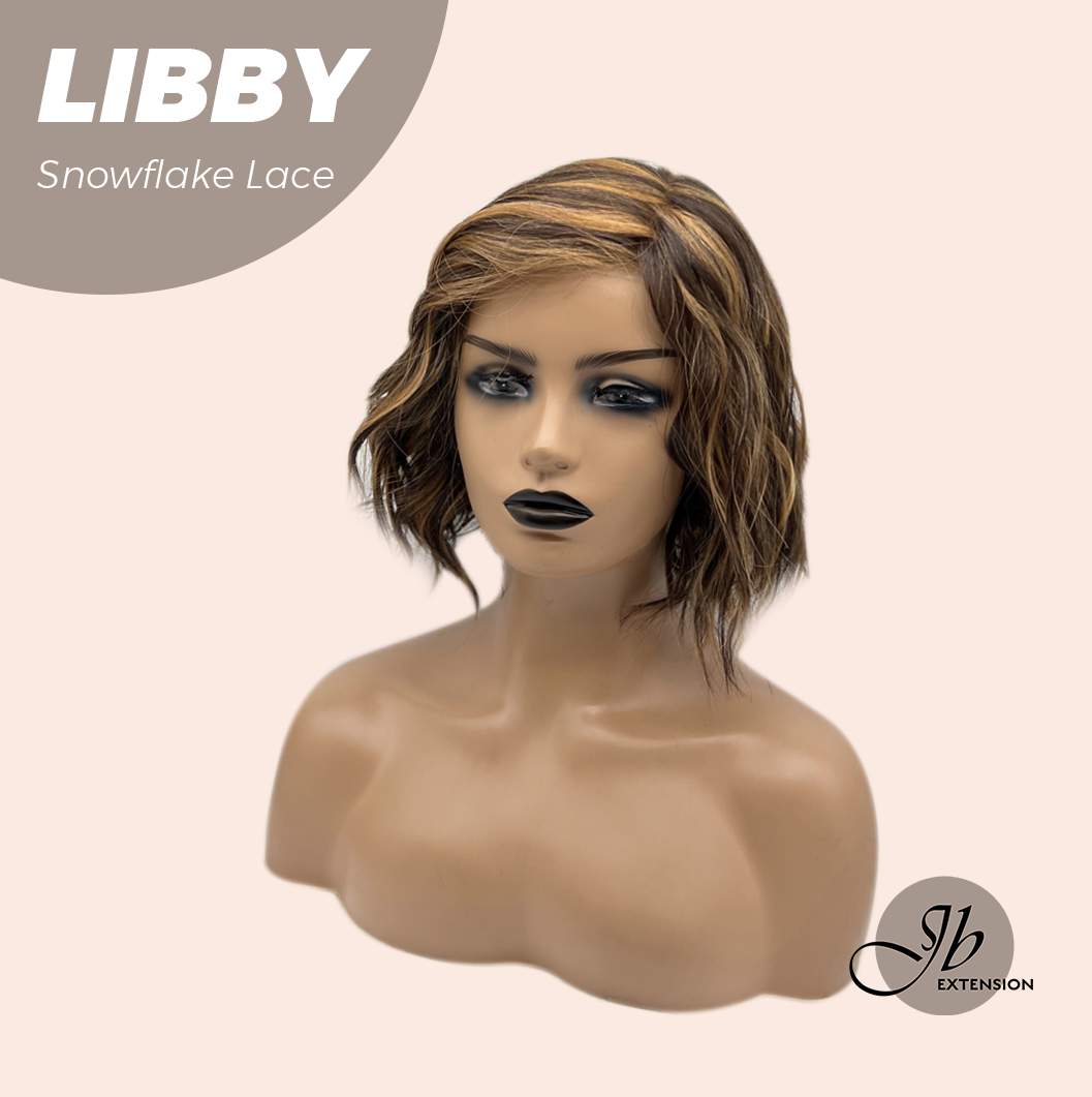 JBEXTENSION 11 Inches Wave Caramel Pre-Cut Side Part Snowflake Lace Frontlace Glueless Wig LIBBY【BENDY EAR TABS】