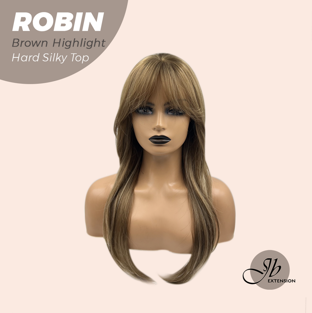 JBEXTENSION 22 Inches Scalpiana Brown With Highlight Wolf Cut 3.5X4 Hard Silky Top Natural Scalp Effect Wig ROBIN BROWN HIGHLIGHT