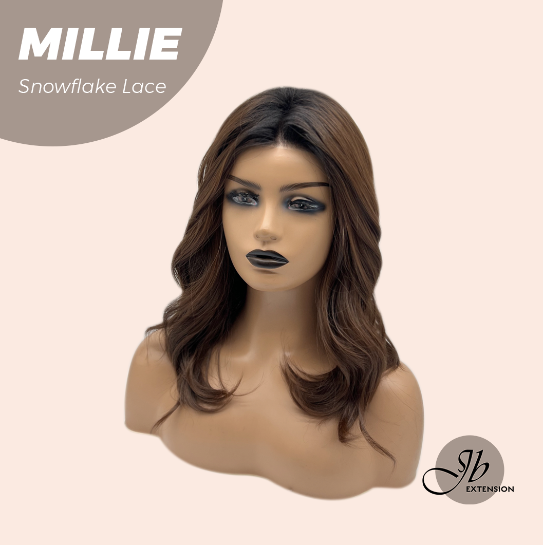 JBEXTENSION 16 Inches Mocha Pre-Cut Snowflake Lace Frontlace Glueless Wig MILLIE SNOWFLAKE【PERMATEASE】【BENDY EAR TABS】