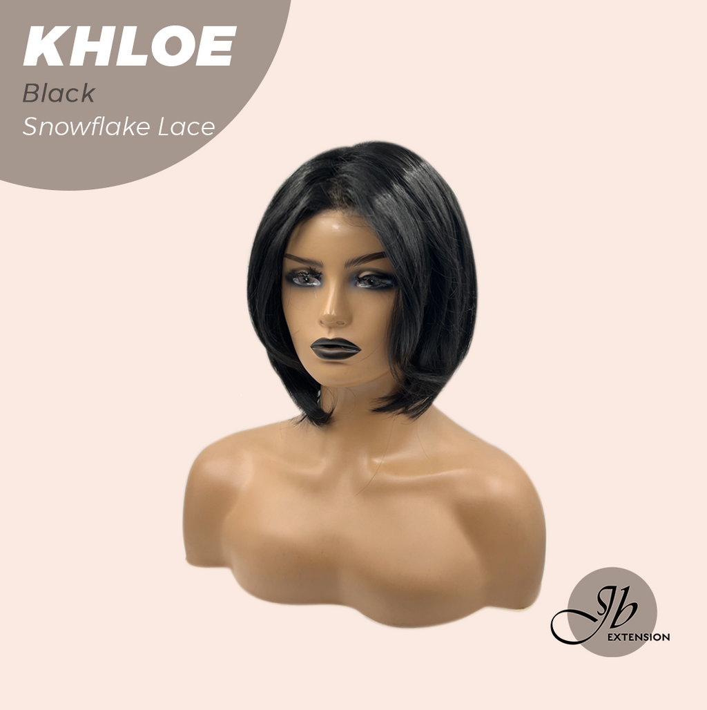 Nichole's Selection -12 Inches Bob Cut Black Pre-Cut Snowflake Lace Frontlace Glueless Wig KHLOE BLACK【PERMATEASE】【BENDY EAR TABS】