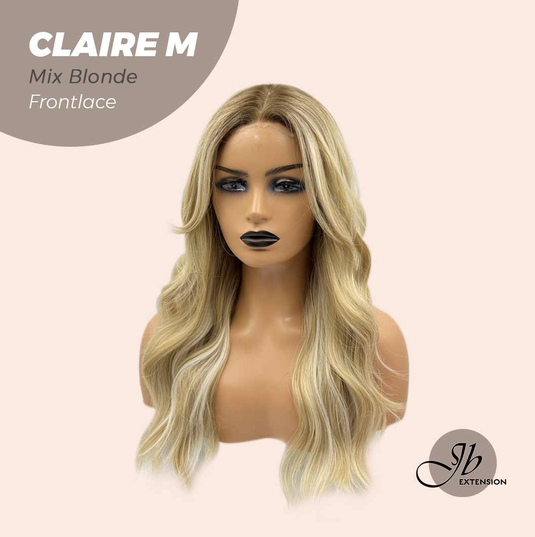 JBEXTENSION 22 Inches Body Wave Mix Blonde Pre-Cut Frontlace Glueless Wig CLAIRE M BLONDE