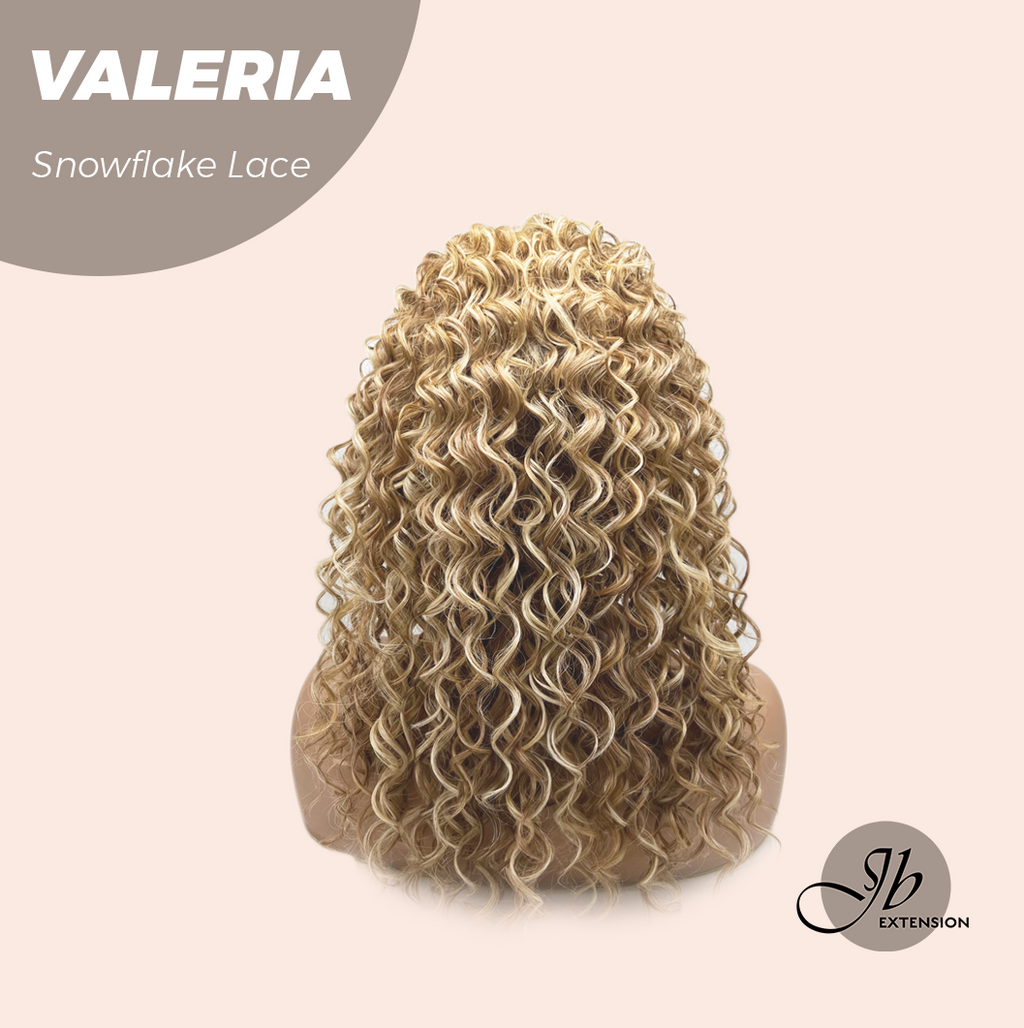 JBEXTENSION 18 Inches Deep Curly Raw Sugar Blonde Pre-Cut Snowflake Lace Frontlace Glueless Wig VALERIA【PERMATEASE】【BENDY EAR TABS】