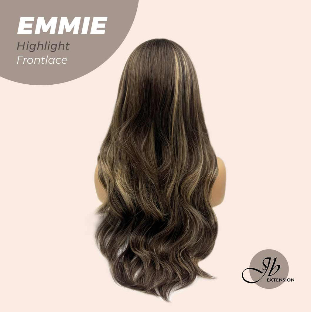 Nichole's Selection - 26 Inches Curly Women Brown With Highlight Wig Pre-Cut Frontlace Glueless Wig EMMIE HIGHLIGHT