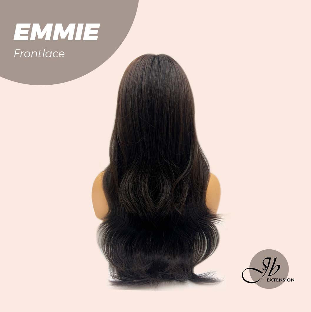 Get the Influencer Look with 26 Inches Curly Women Tea Black Darkest Brown Wig Pre-Cut Frontlace Glueless Wig EMMIE