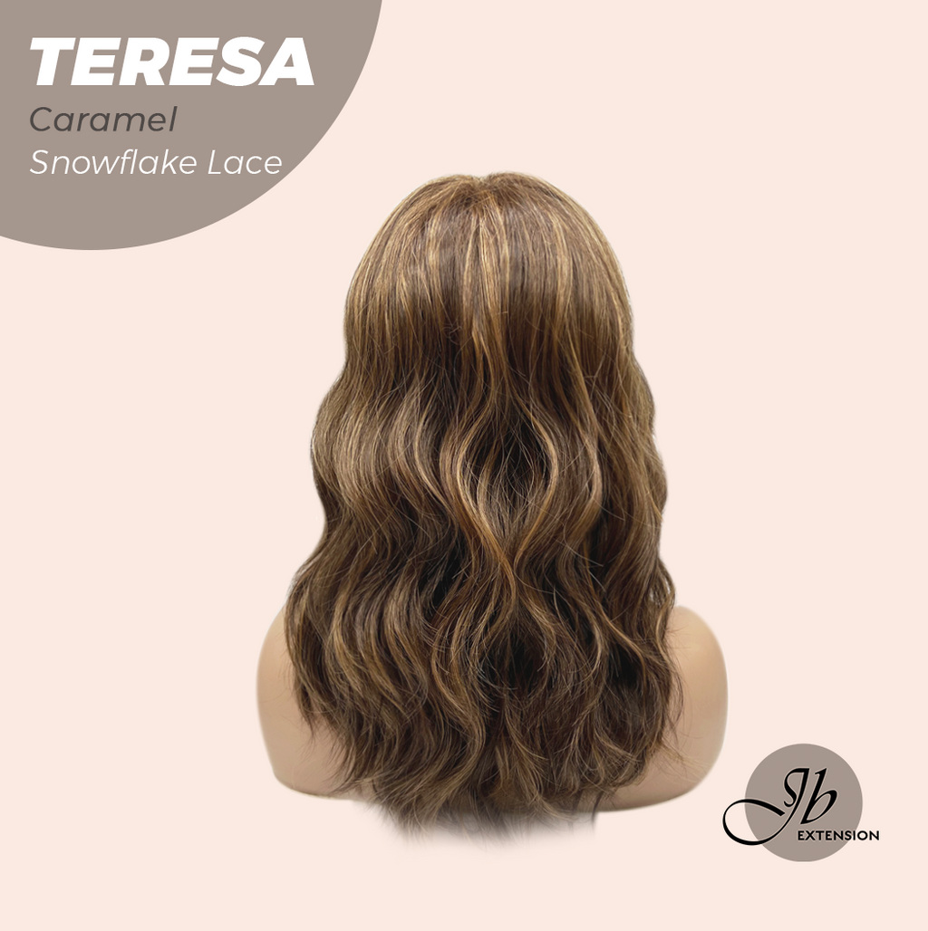 JBEXTENSION 18 Inches Caramel Pre-Cut Snowflake Lace Frontlace Glueless Wig TERESA CARAMEL【PERMATEASE】【BENDY EAR TABS】- M/L
