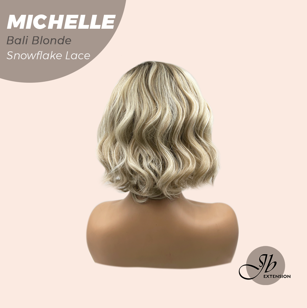 JBEXTENSION 10 Inches Bali Blonde Pre-Cut Side Part Snowflake Lace Frontlace Glueless Wig MICHELLE BALI BLONDE【BENDY EAR TABS】- S/M