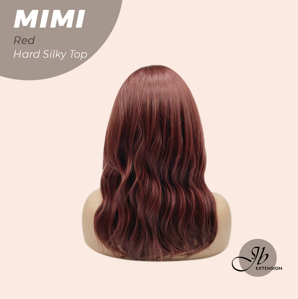 JBEXTENSION 16 Inches Scalpiana 3.5X4 Hard Silky Top Natural Scalp Effect Red Body Wave Wig With Bangs Wig MIMI SILK TOP RED