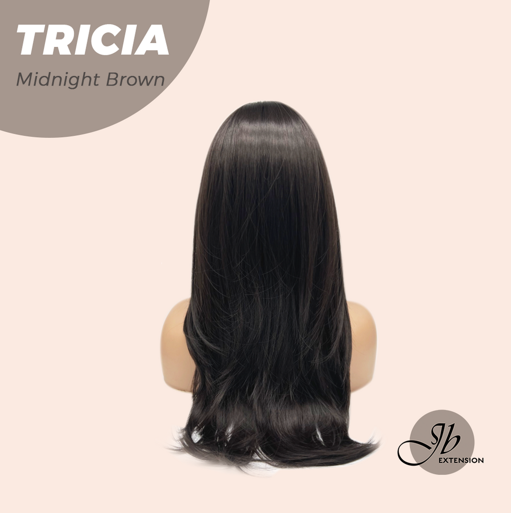 JBEXTENSION 23 Inches Curly Midnight Brown( Black/Brown) Wig TRICIA MIDNIGHT BROWN