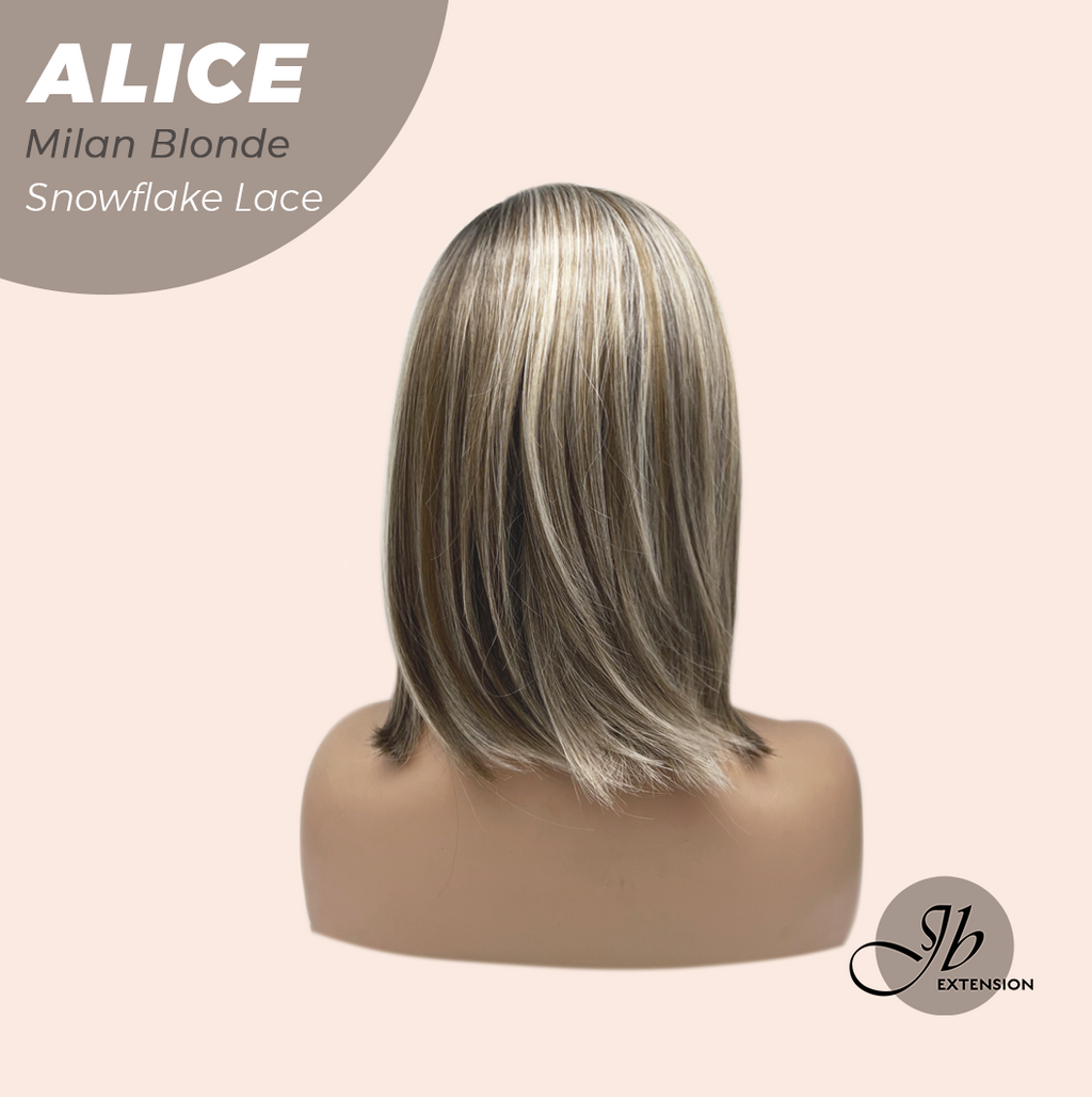 JBEXTENSION 12 Inches Milan Blonde Pre-Cut Side Part Snowflake Lace Frontlace Glueless Wig ALICE MILAN BLONDE【BENDY EAR TABS】- S/M