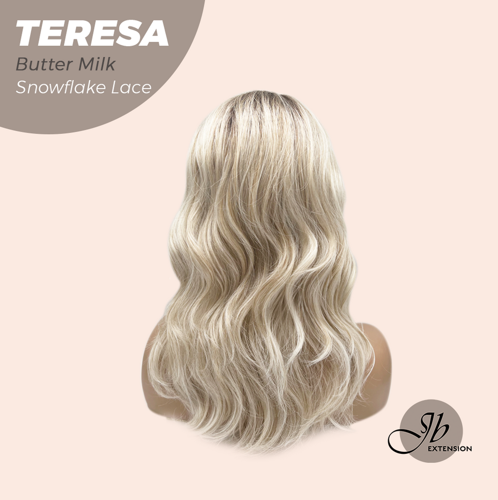 JBEXTENSION 18 Inches Butter Milk Pre-Cut Snowflake Lace Frontlace Glueless Wig TERESA BUTTER MILK【PERMATEASE】【BENDY EAR TABS】