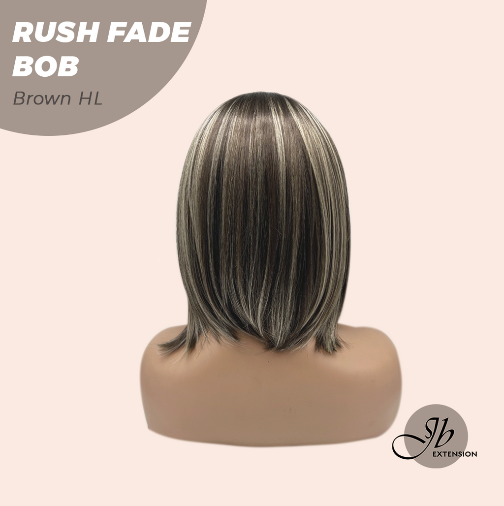 JBEXTENSION 12 Inches Short Hair Brown with Highlight Headband Wig RUSH FADE BOB - BROWN HIGHLIGHT