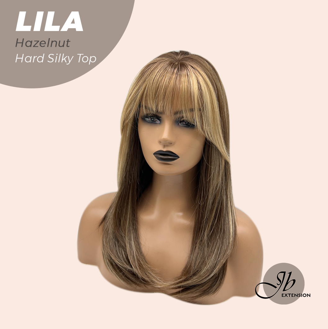 HOT OF SEASON -20 Inches Scalpiana Hazelnut Wolf Cut 3.5X4 Hard Silky Top Natural Scalp Effect Wig With Bangs LILA HAZELNUT