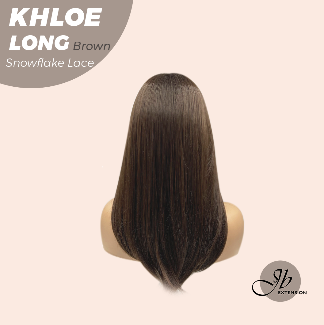 HOT OF SEASON - 18 Inches Brown Pre-Cut Snowflake Lace Frontlace Glueless Wig KHLOE LONG BROWN【PERMATEASE】【BENDY EAR TABS】
