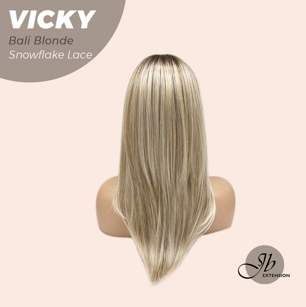 JBEXTENSION 20 Inches Bali Blonde Pre-Cut Snowflake Lace Frontlace Glueless Wig VICKY BALI BLONDE【PERMATEASE】【BENDY EAR TABS】- M/L