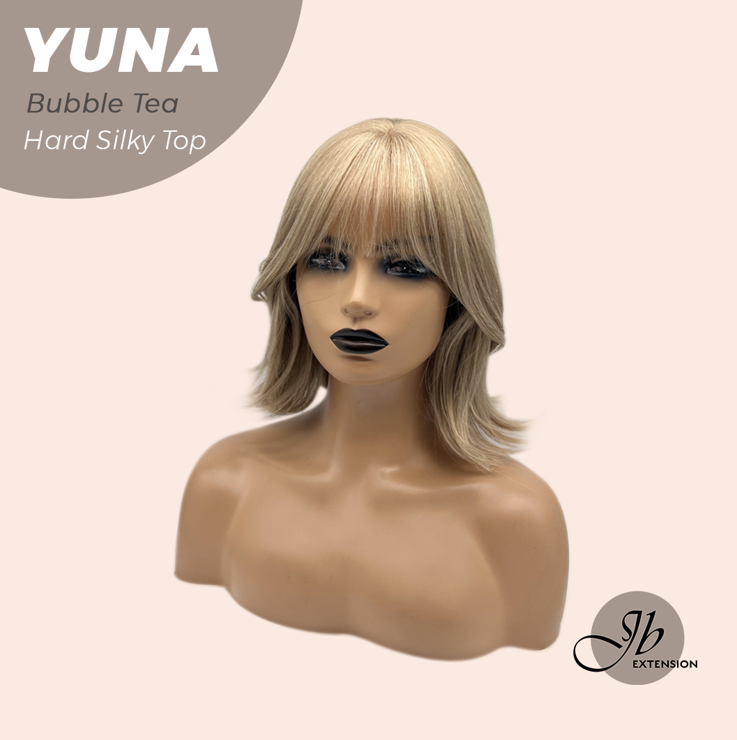 JBEXTENSION 12 Inches Scalpiana Bubble Tea 3.5X4 Hard Silky Top Natural Scalp Effect Women Wig With Bangs YUNA BUBBLE TEA