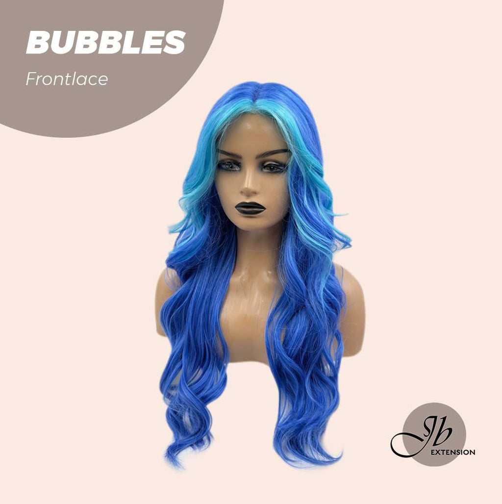 JBEXTENSION 24 Inches Mix Blue Body Wave Pre-Cut Frontlace Glueless Wig BUBBLES