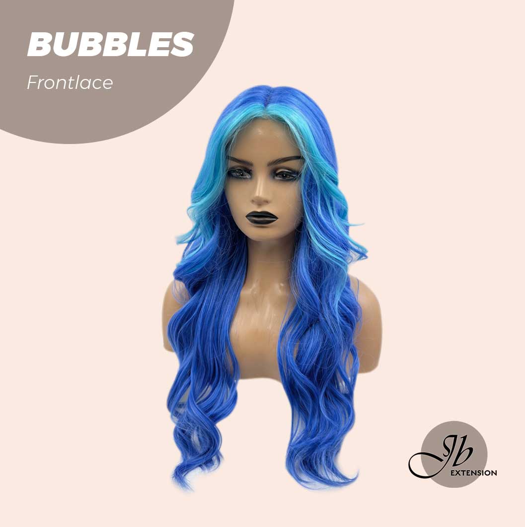 JBEXTENSION 24 Inches Mix Blue Body Wave Pre-Cut Frontlace Glueless Wig BUBBLES