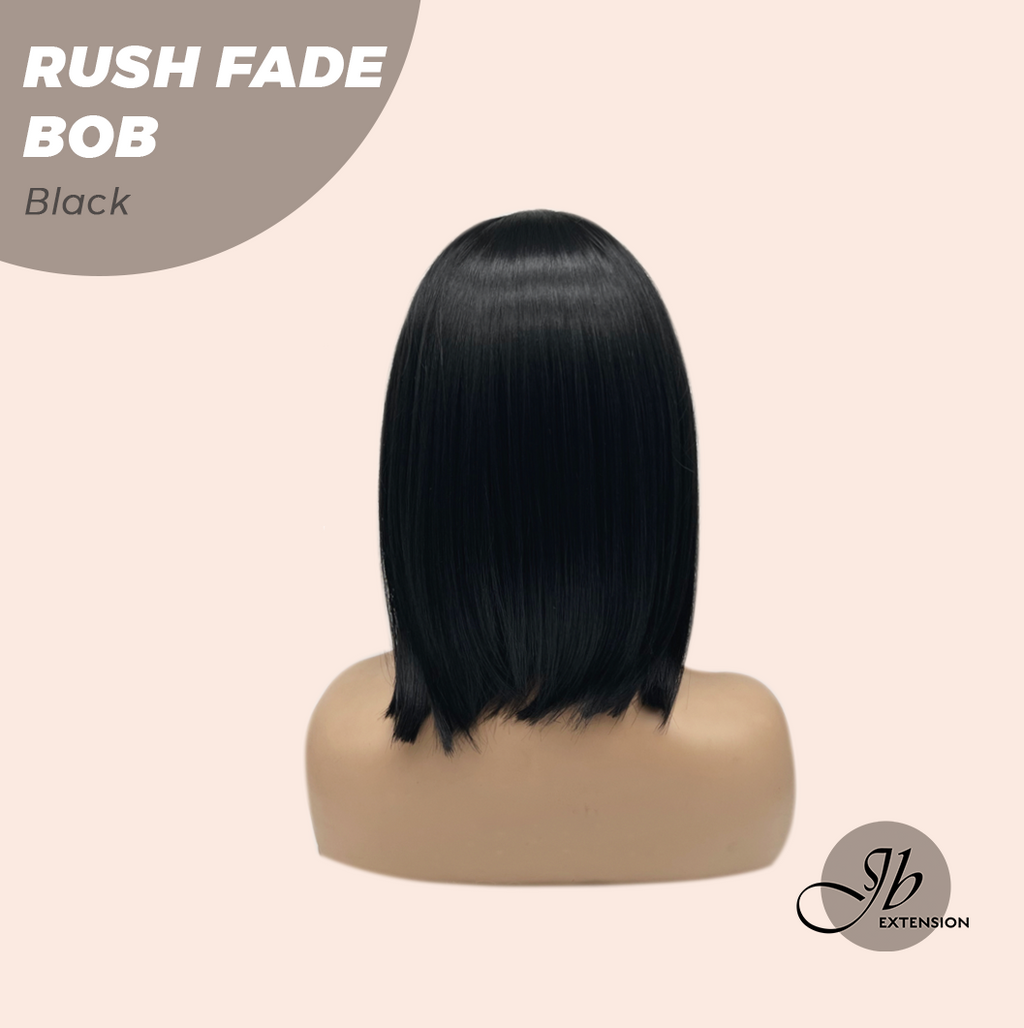 JBEXTENSION 12 Inches Short Hair Black Headband Wig RUSH FADE BOB - BLACK