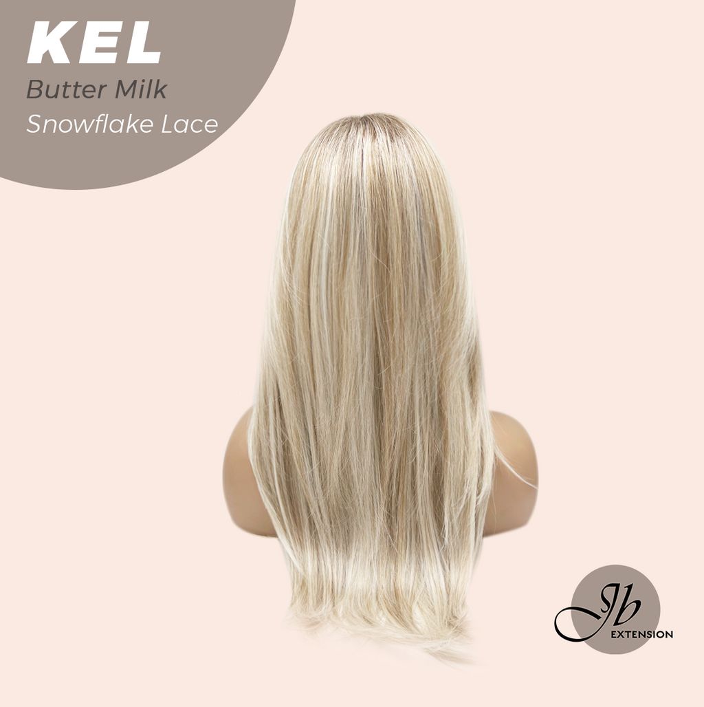 JBEXTENSION 22 Inches Butter Milk Pre-Cut Snowflake Lace Frontlace Glueless Wig KEL BUTTER MILK【PERMATEASE】【BENDY EAR TABS】- M/L