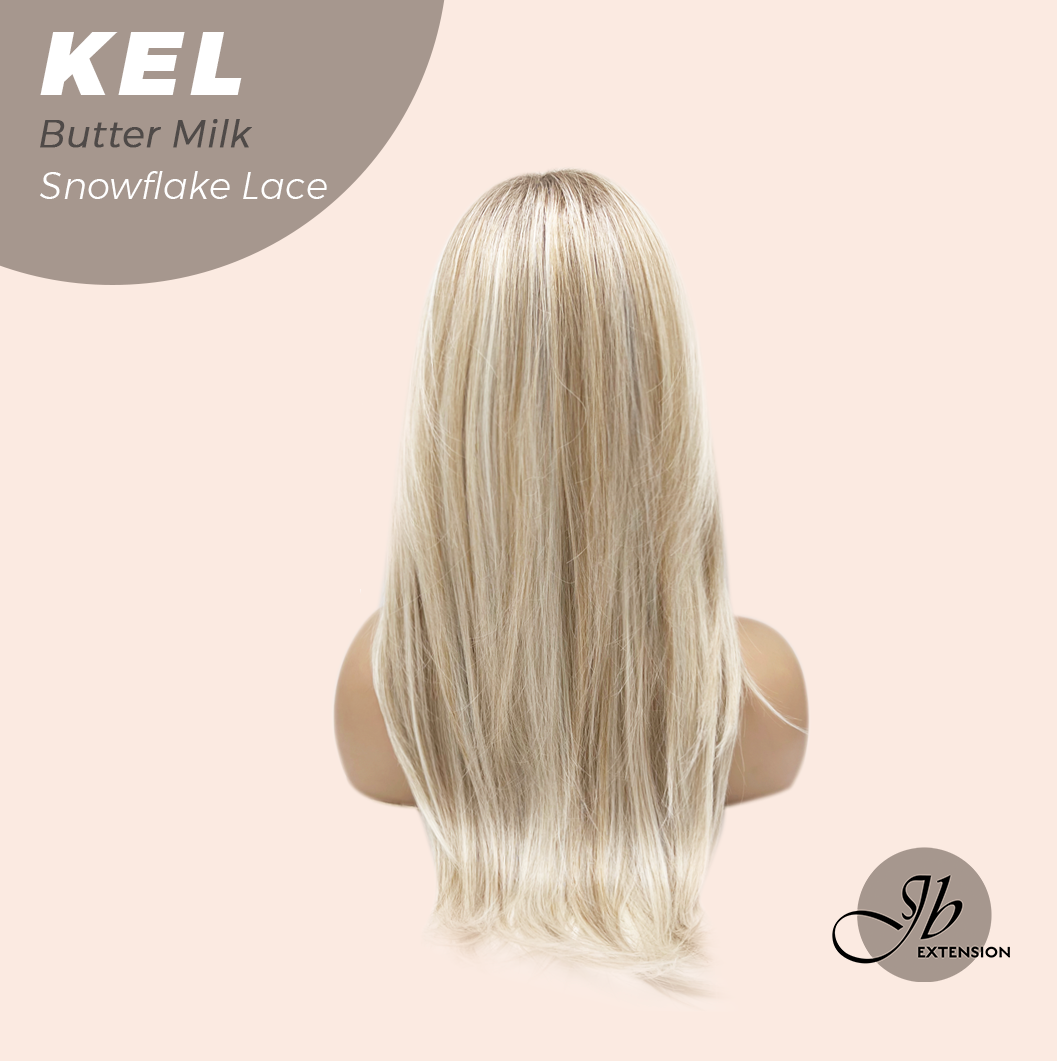 JBEXTENSION 22 Inches Butter Milk Pre-Cut Snowflake Lace Frontlace Glueless Wig KEL BUTTER MILK【PERMATEASE】【BENDY EAR TABS】- M/L