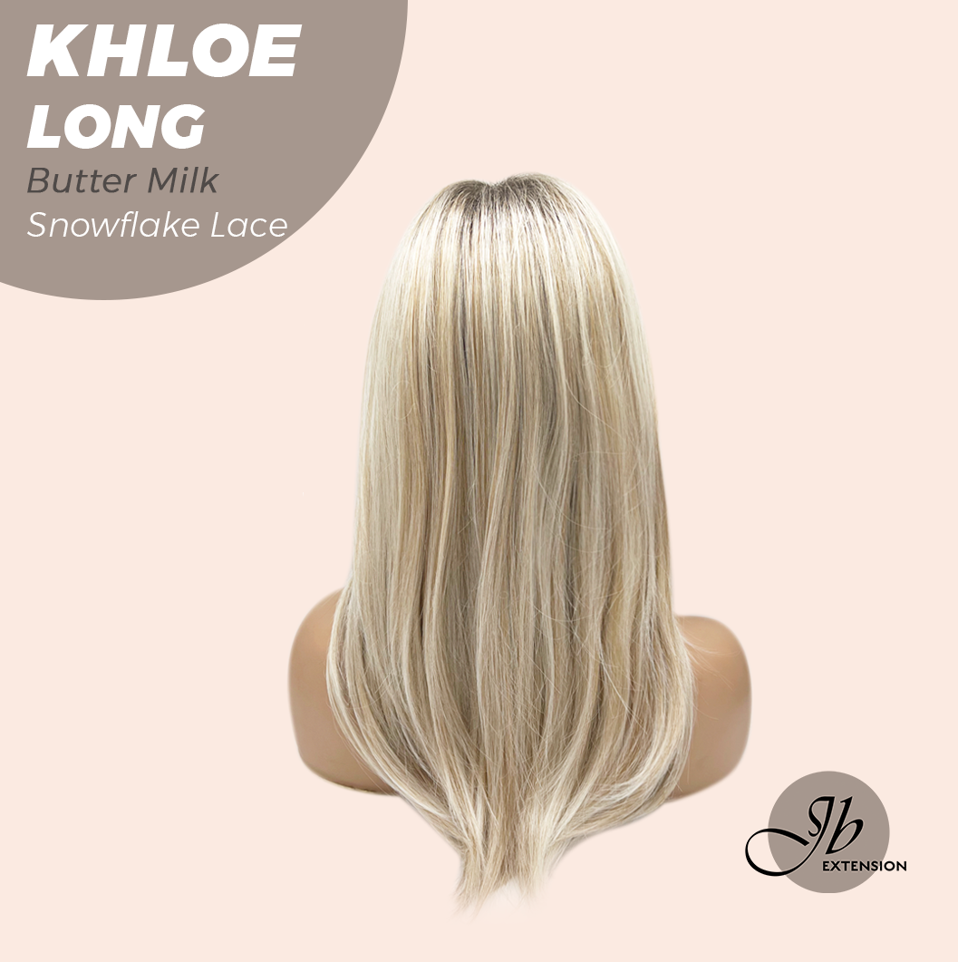 JBEXTENSION 18 Inches Butter Milk Pre-Cut Snowflake Lace Frontlace Glueless Wig KHLOE LONG BUTTER MILK【PERMATEASE】【BENDY EAR TABS】- M/L