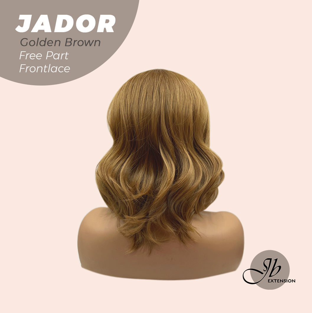 JBEXTENSION 10 Inches Golden Brown Curly Lace Front Wig.Pre Plucked 13*3 HD Transparent Lace Frontal Handmade Futura Fiber Swiss Lace Synthetic Fiber Glueless Wig JADOR GOLDEN BROWN