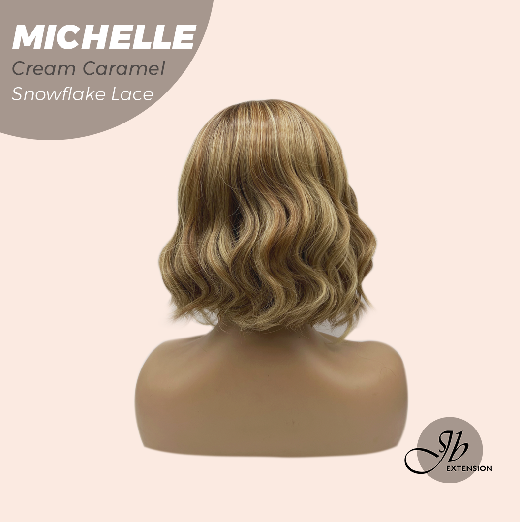 JBEXTENSION 10 Inches Cream Caramel Pre-Cut Side Part Snowflake Lace Frontlace Glueless Wig MICHELLE CREAM CARAMEL【BENDY EAR TABS】- M/L