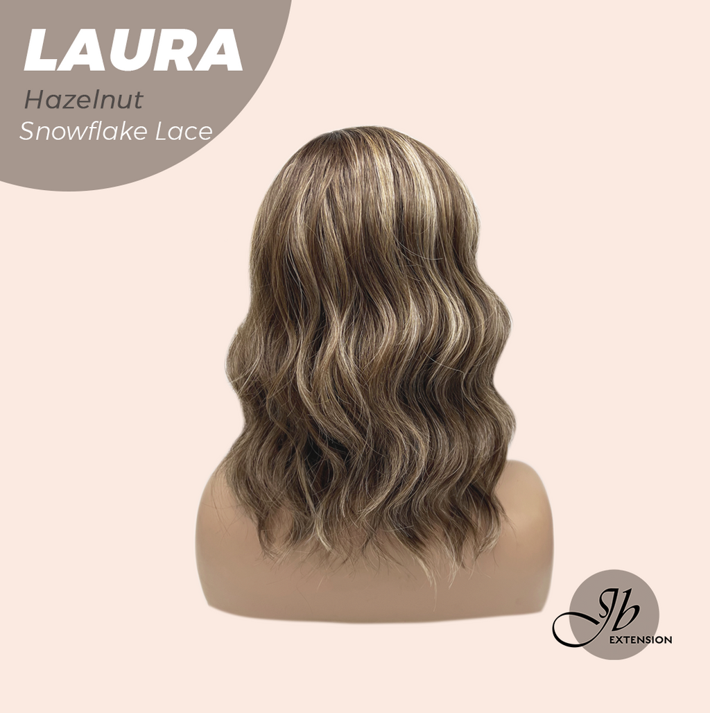 JBEXTENSION 14 Inches Hazelnut Pre-Cut Side Part Snowflake Lace Frontlace Glueless Wig LAURA SNOWFLAKE HAZELNUT【BENDY EAR TABS】- M/L