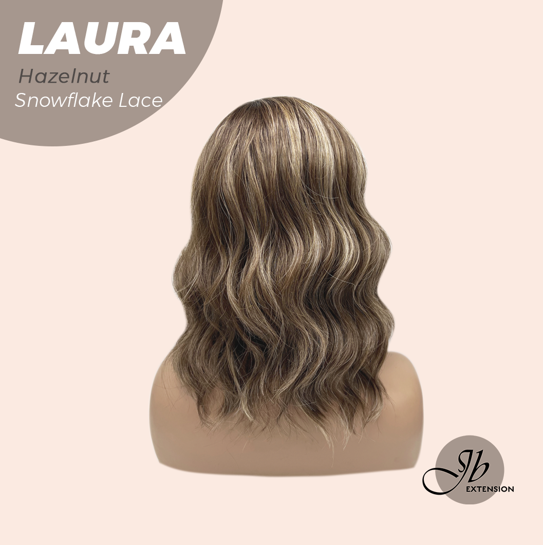 JBEXTENSION 14 Inches Hazelnut Pre-Cut Side Part Snowflake Lace Frontlace Glueless Wig LAURA SNOWFLAKE HAZELNUT【BENDY EAR TABS】- M/L