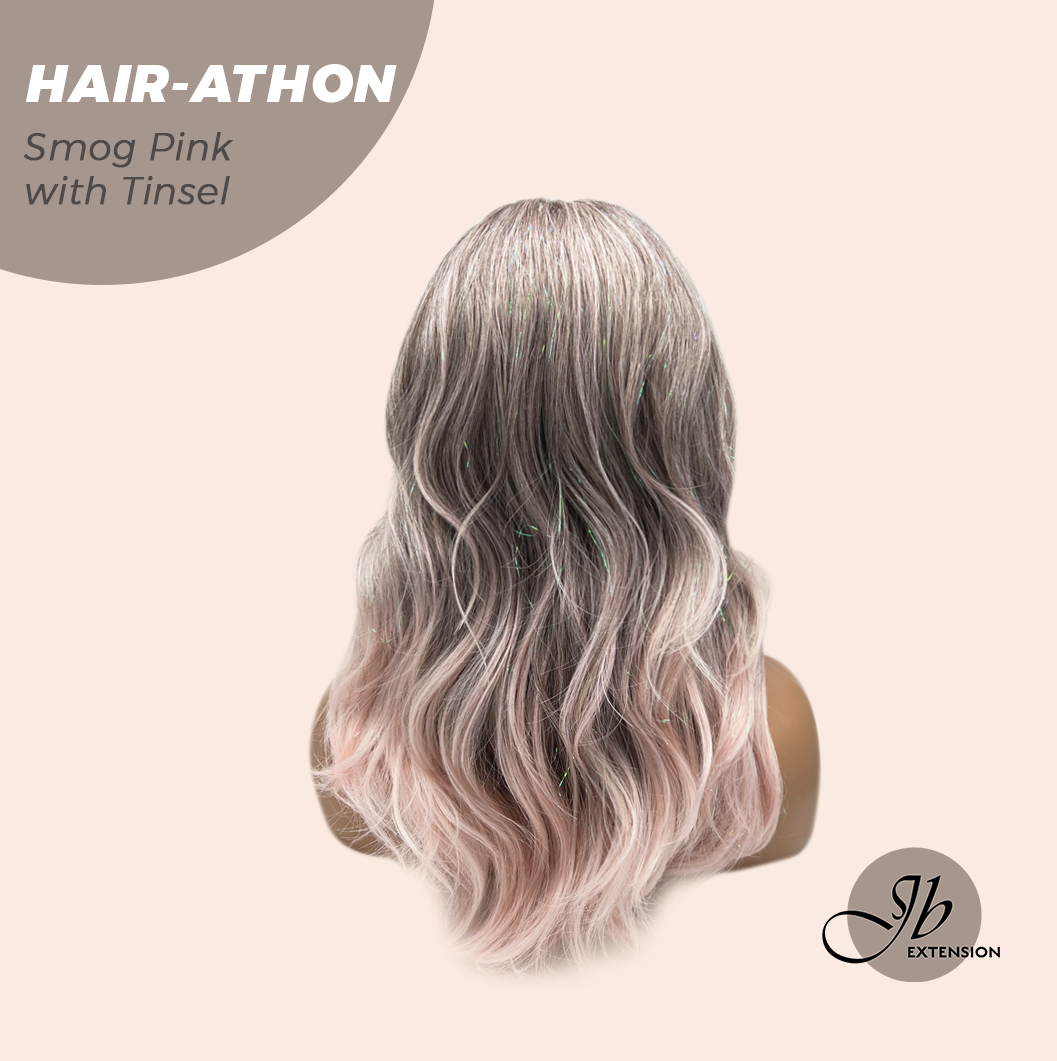 JBEXTENSION 18 Inches Curly Smog Pink with Tinsel Headband Wig HAIR-ATHON - SMOG PINK WITH TINSEL