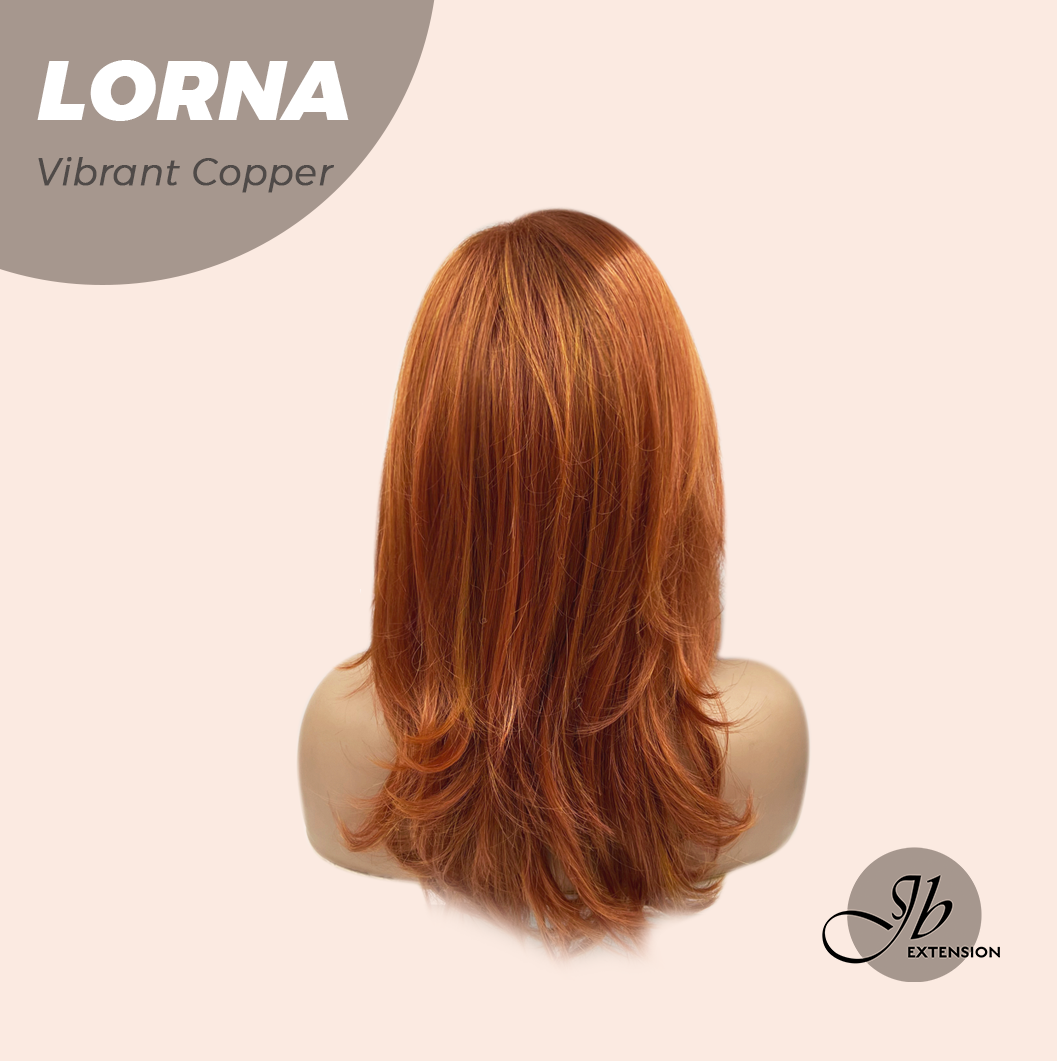HOT OF SEASON - 18 Inches Vibrant Copper Curly Women Fashion Full Machine Wig With Bangs LORNA VIBRANT COPPER【PLUS PERMATEASE】【BENDY EAR TABS】