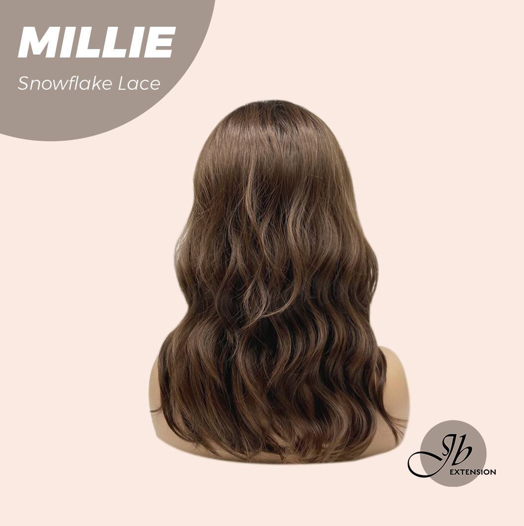 JBEXTENSION 16 Inches Mocha Pre-Cut Snowflake Lace Frontlace Glueless Wig MILLIE SNOWFLAKE【PERMATEASE】【BENDY EAR TABS】