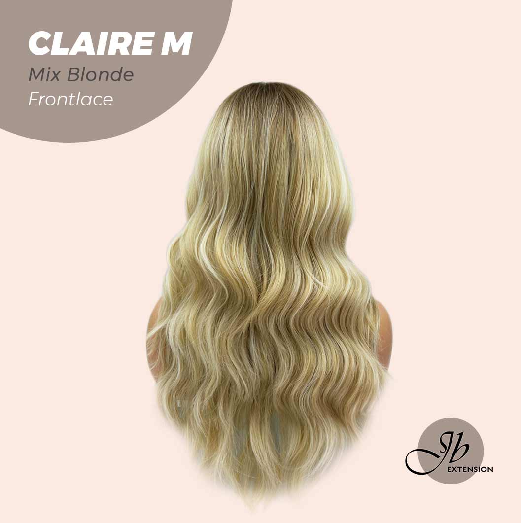 JBEXTENSION 22 Inches Body Wave Mix Blonde Pre-Cut Frontlace Glueless Wig CLAIRE M BLONDE