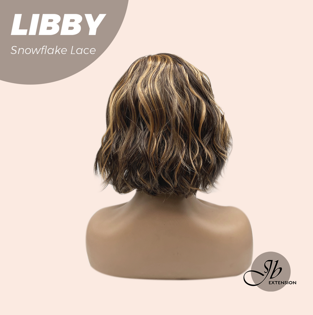 JBEXTENSION 11 Inches Wave Caramel Pre-Cut Side Part Snowflake Lace Frontlace Glueless Wig LIBBY【BENDY EAR TABS】